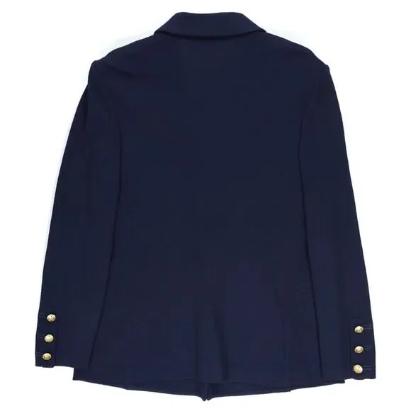 ST JOHN Santana Knit Wool Blazer Navy Quiet Luxury Old Money Academia Preppy - Picture 9 of 12